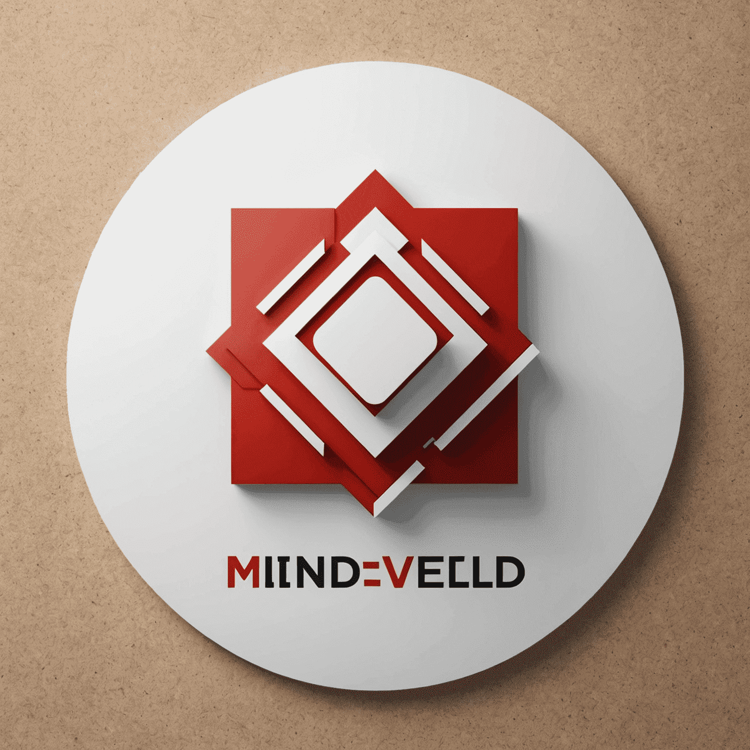 mindveld logo in red and white colors