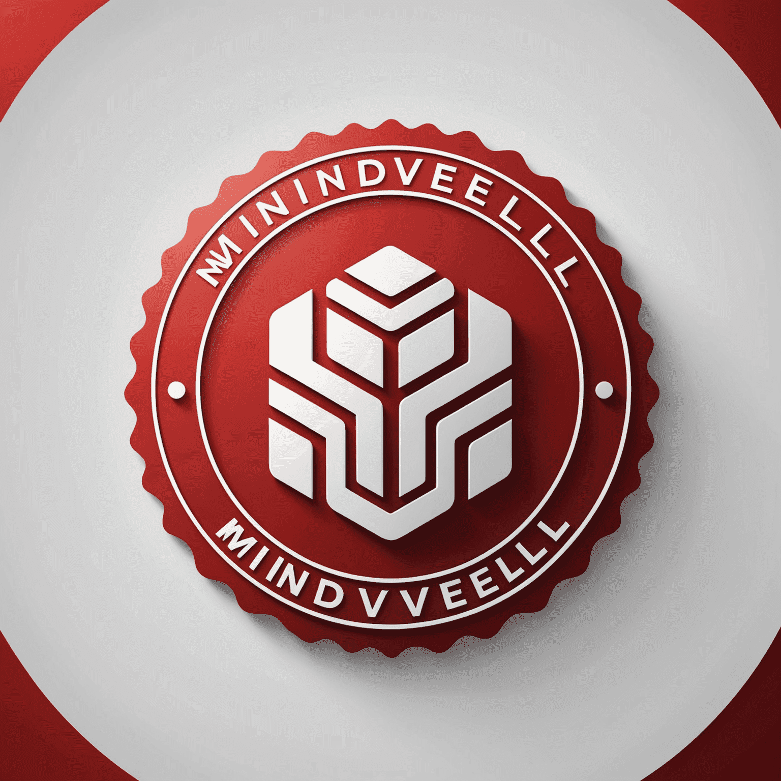 mindveld logo in red and white colors