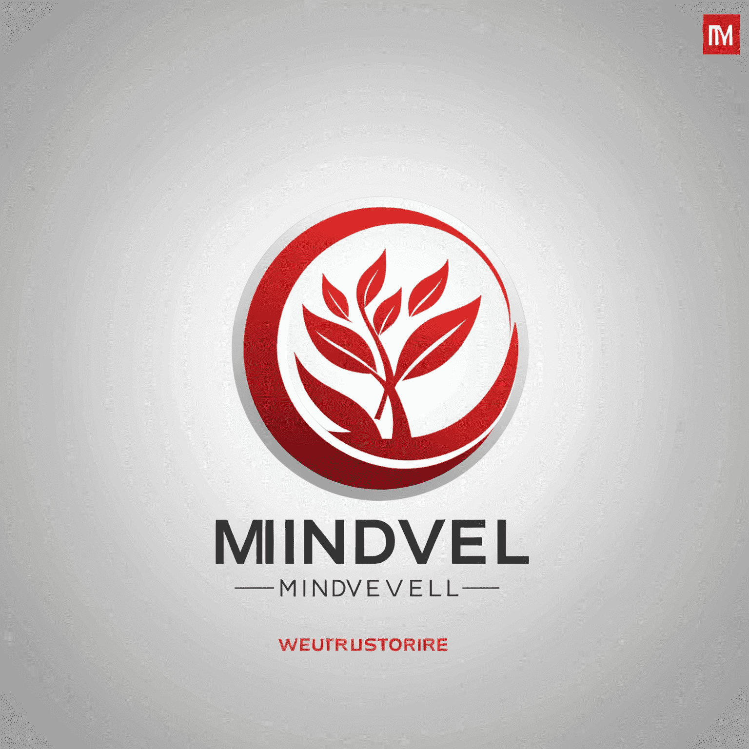 mindveld logo in red and white colors