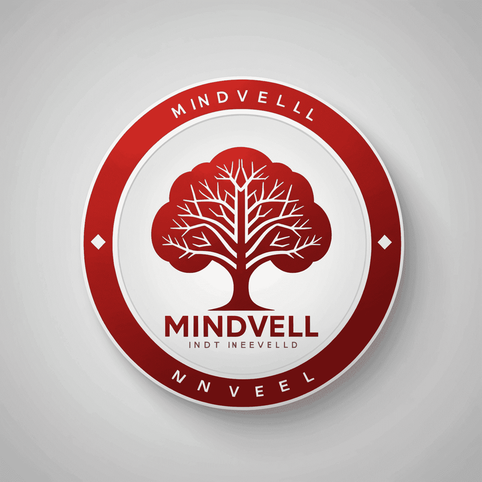 mindveld logo in red and white colors