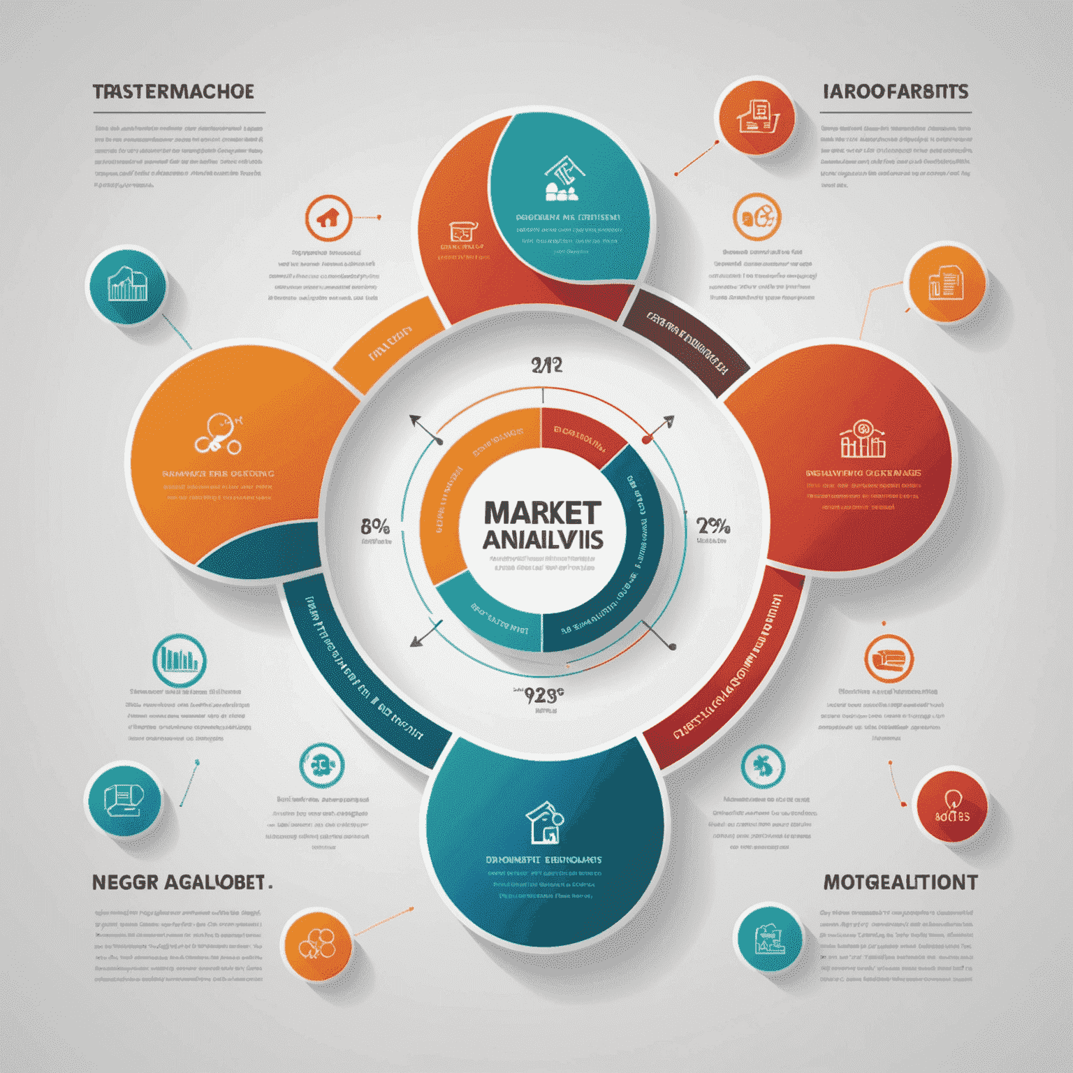 Infographic illustrating market analysis process, including research, data analysis, insights, and strategy development