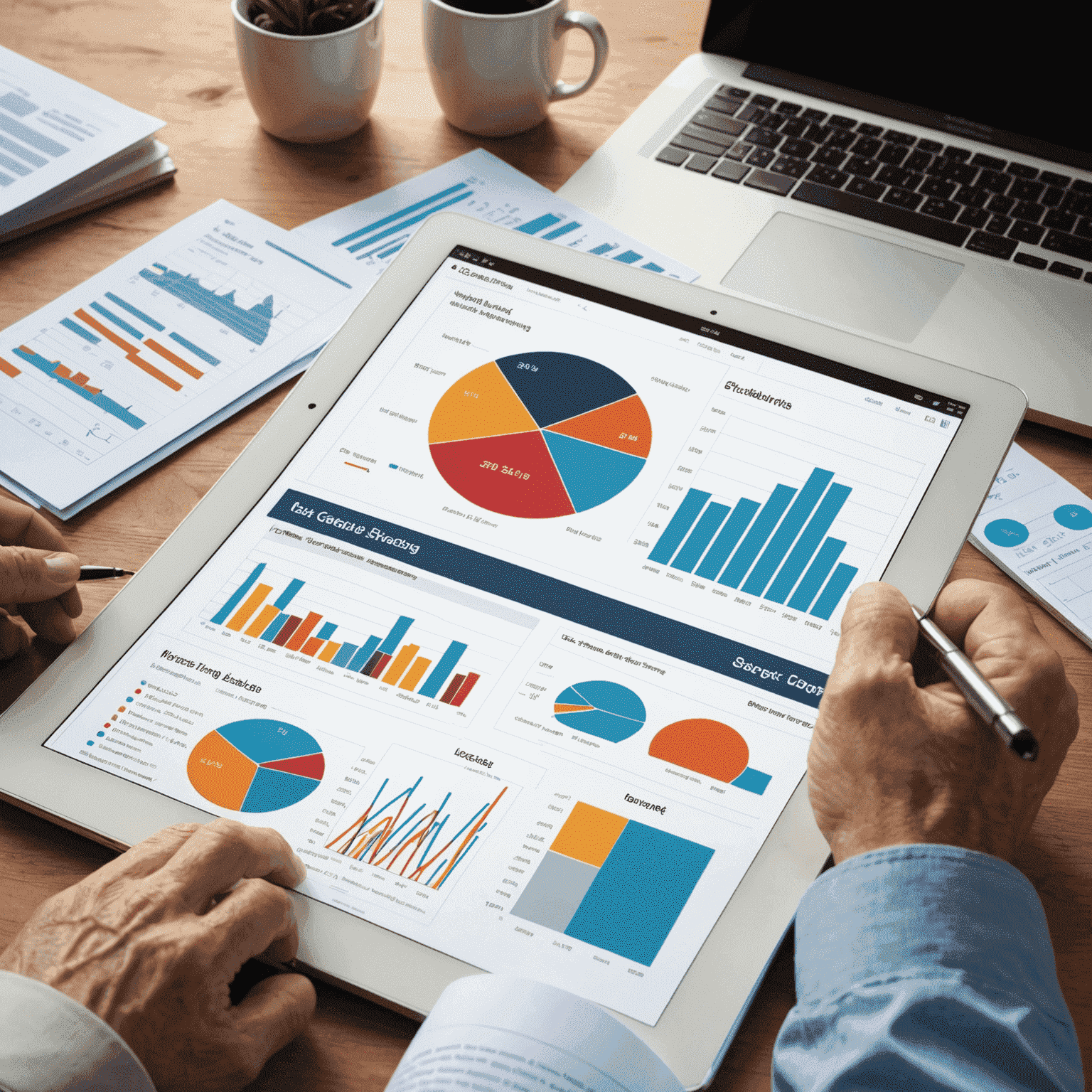 Graphs and charts showing market trends and data insights