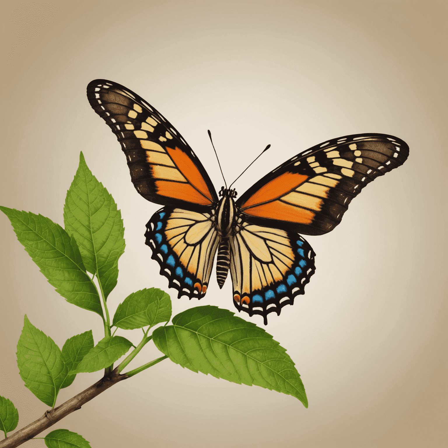 A caterpillar transforming into a butterfly, symbolizing business transformation